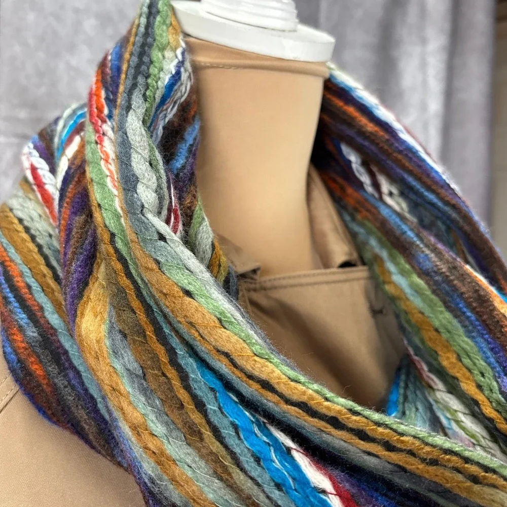 NWT Madison 88 Infinity Scarf Multicolor Striped‎ Knit Circle Loop Boho Indie